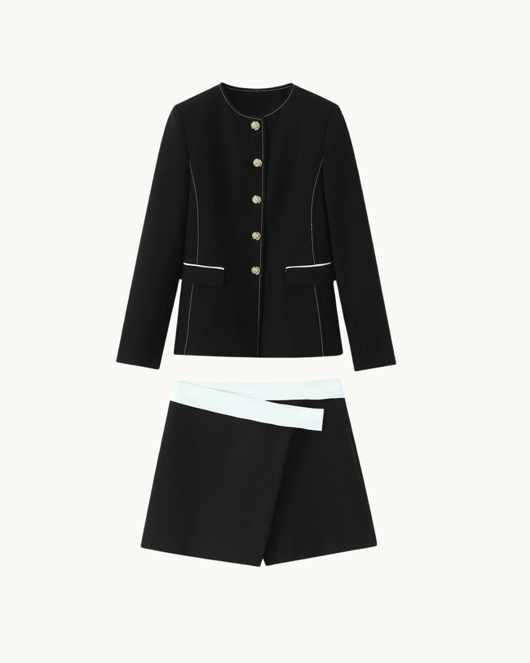 KLASSIEKE SET MET KNOPEN - ZWART