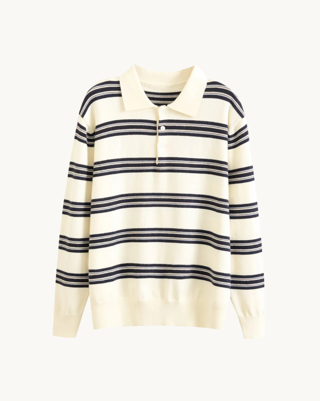 RETRO GESTREEPTE POLO SWEATER