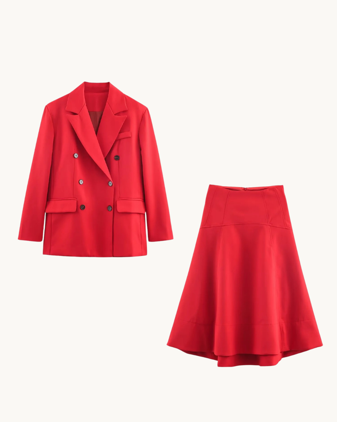 KLASSIEKE BLAZER ROK SET - ROOD