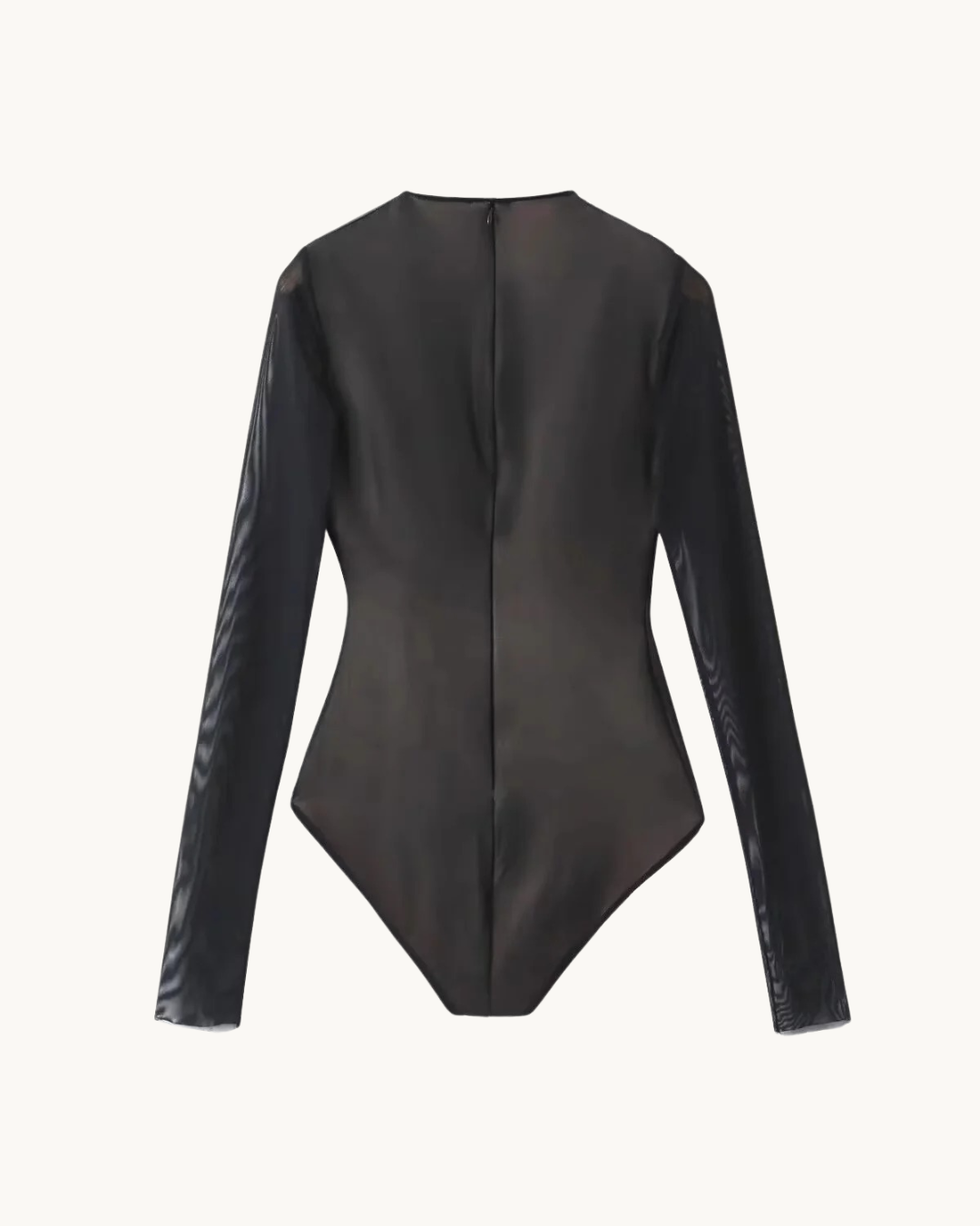 LUXE MESH BODY MET HOGE HALS - ZWART