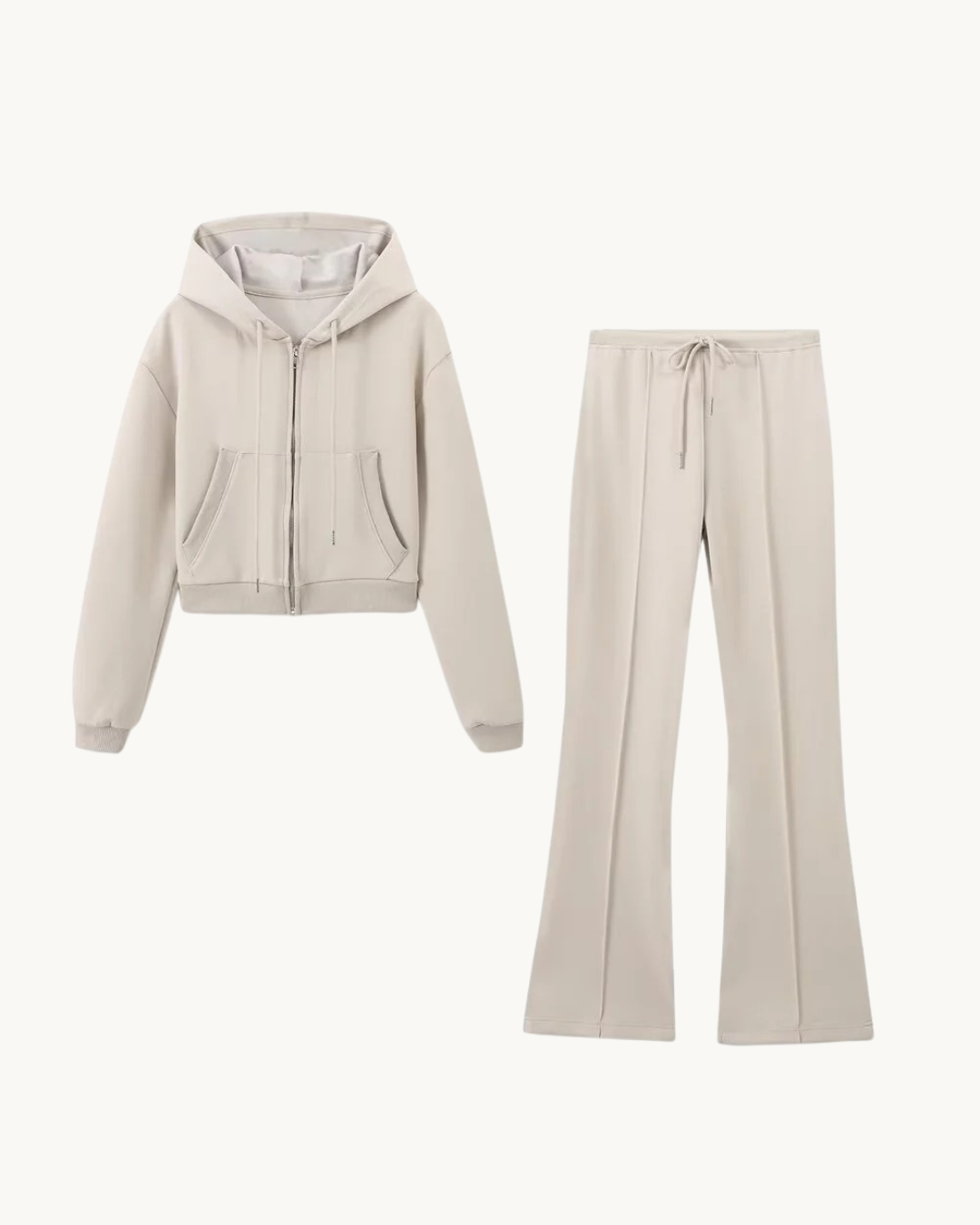 CASUAL HOODIE SET MET FLARED BROEK