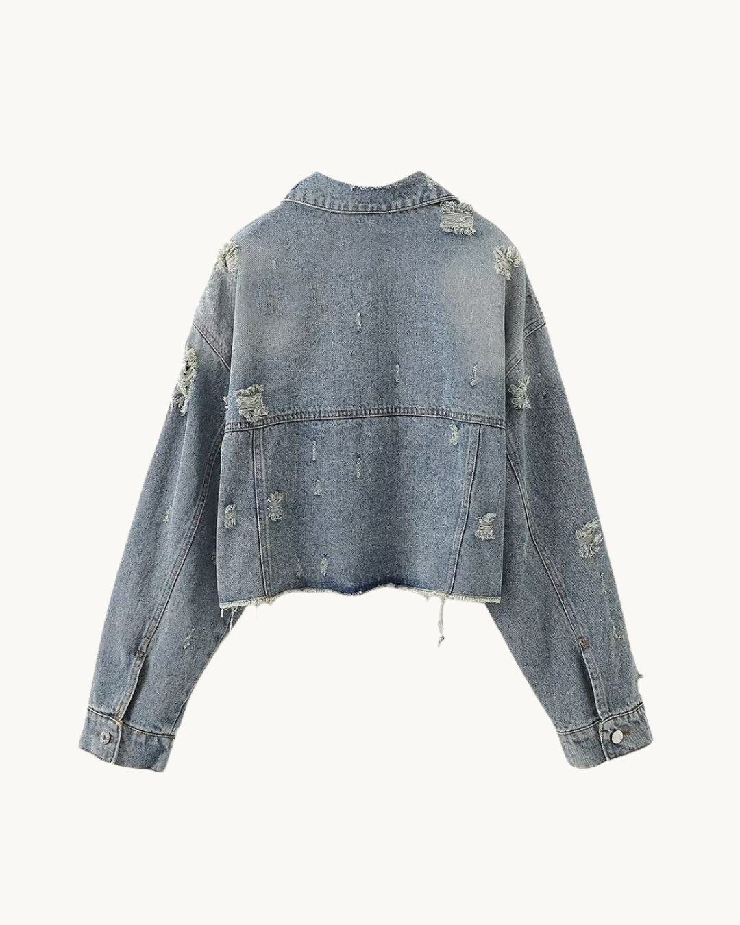 VINTAGE DENIM JAS MET DESTROY DETAIL - GRIJS