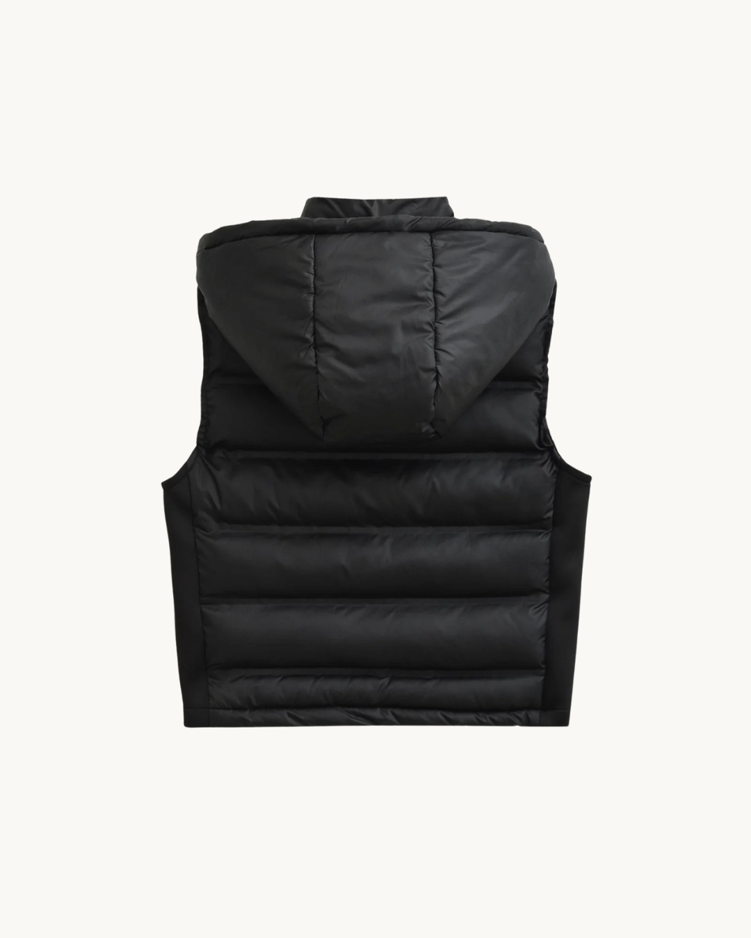 WARME GEWATTEERDE BODYWARMER MET CAPUCHON - ZWART