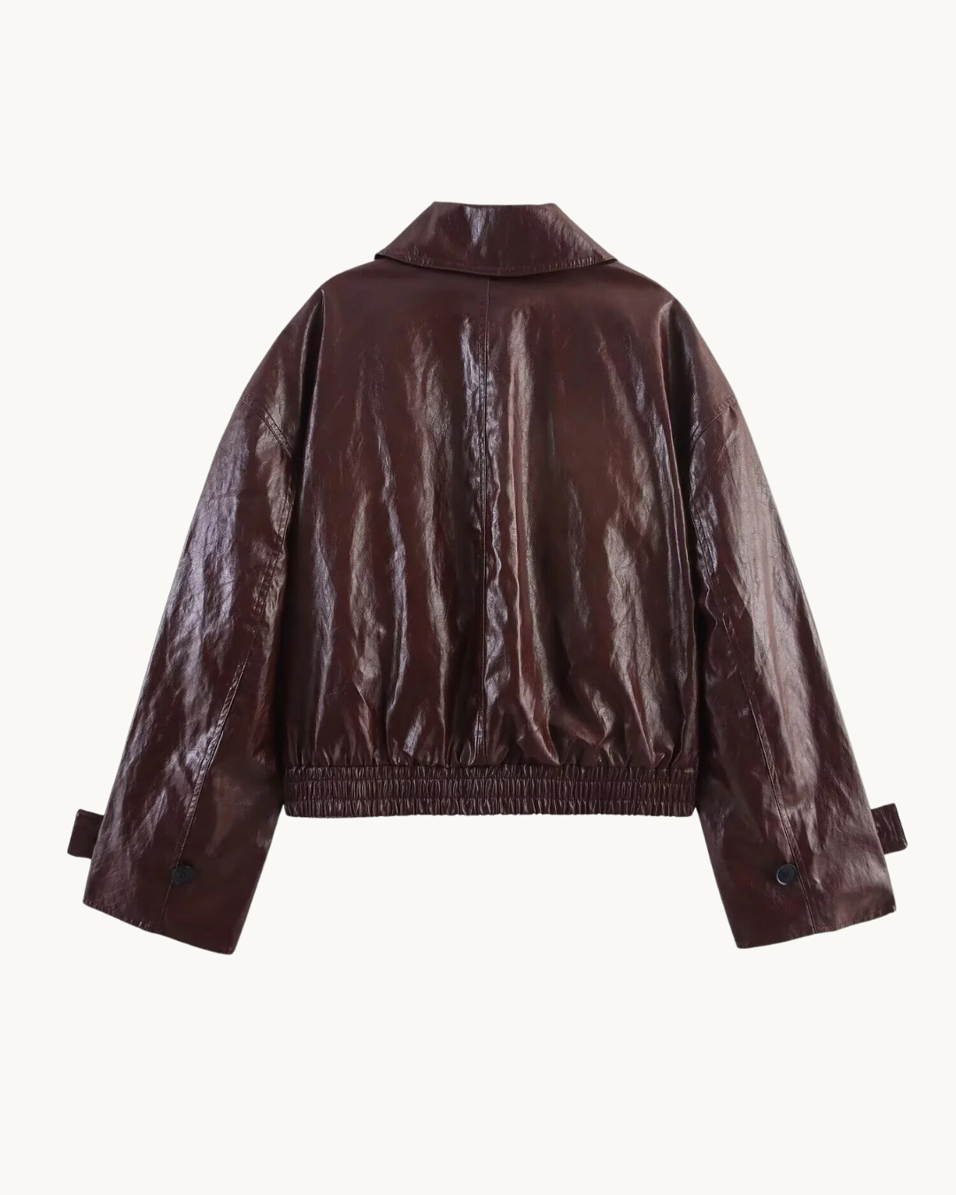 CHIQUE LEREN JAS MET KRAAG