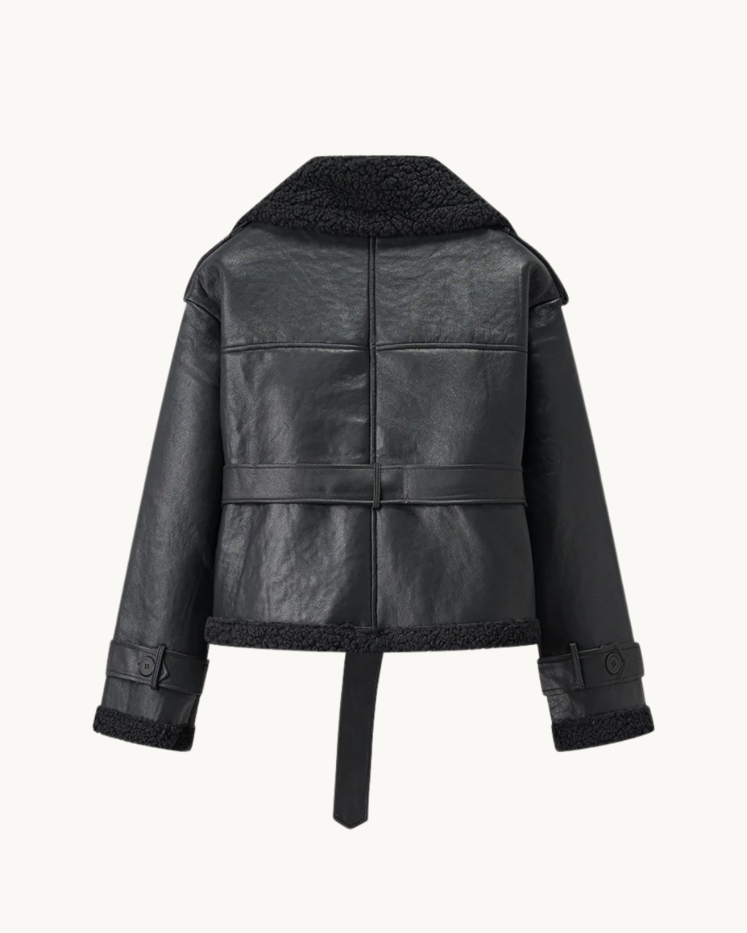 LUXE LEREN TEDDY JAS MET RIEM - ZWART