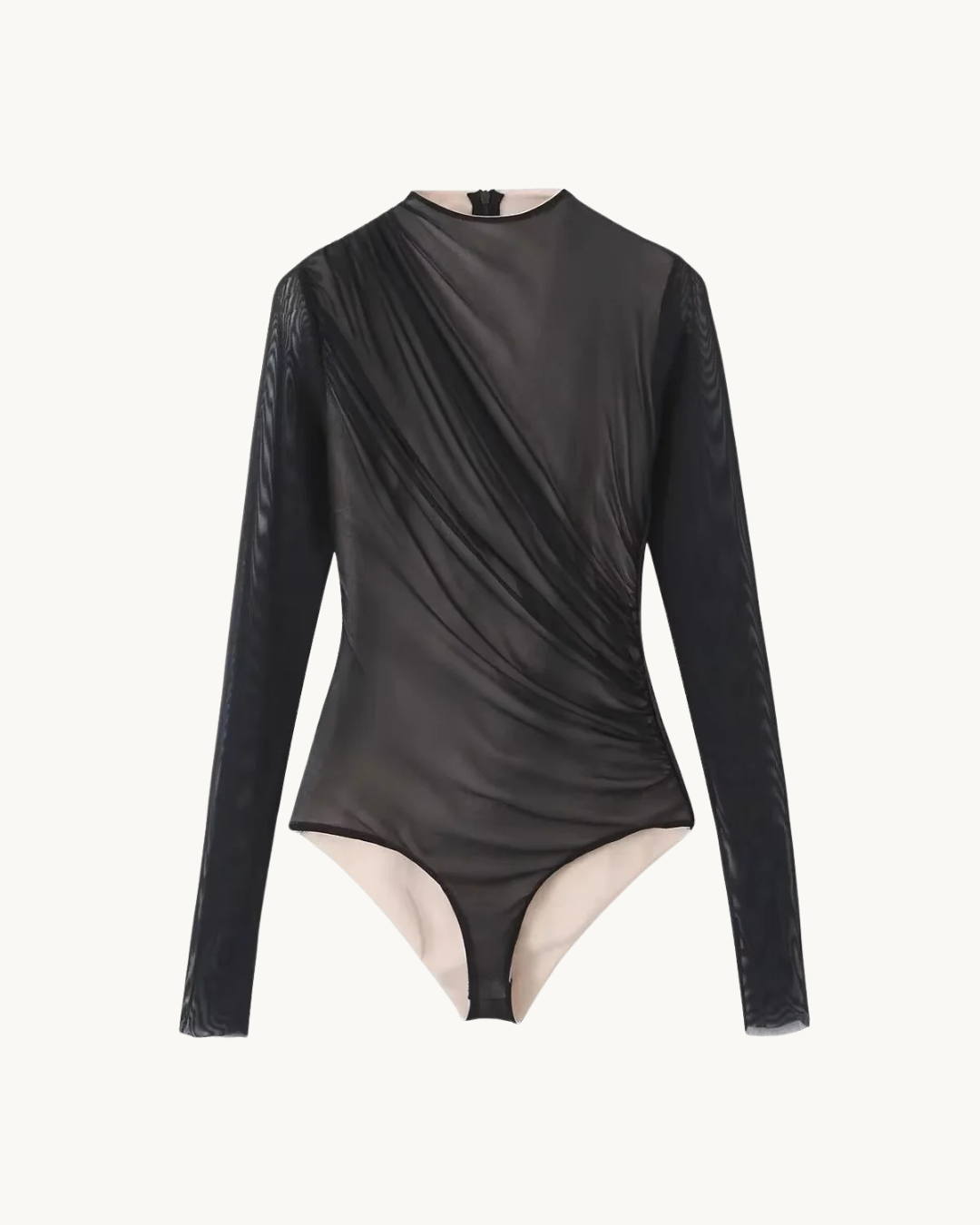 LUXE MESH BODY MET HOGE HALS - ZWART