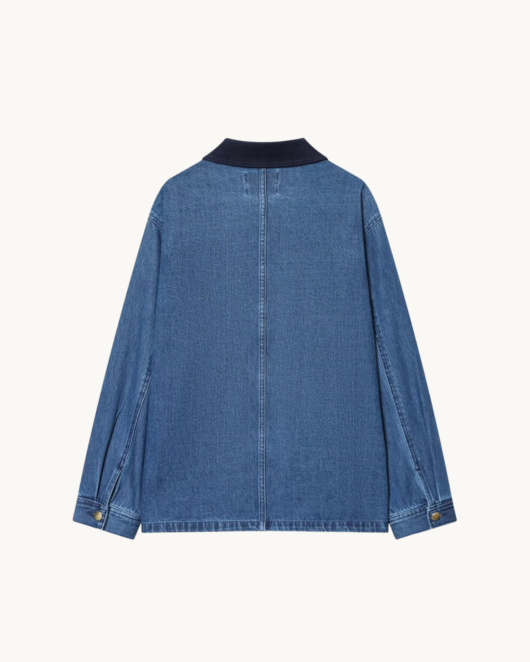 VINTAGE DENIM JAS MET CONTRASTKRAAG - BLAUW
