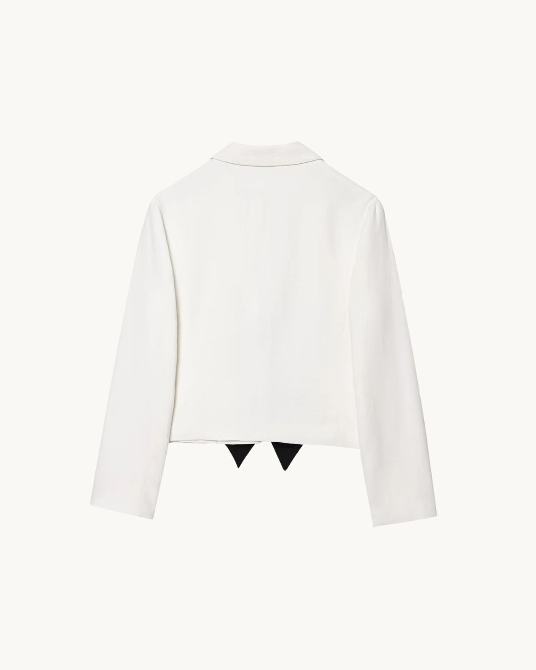 ELEGANTE CROP BLAZER MET STRIKDETAIL - WIT