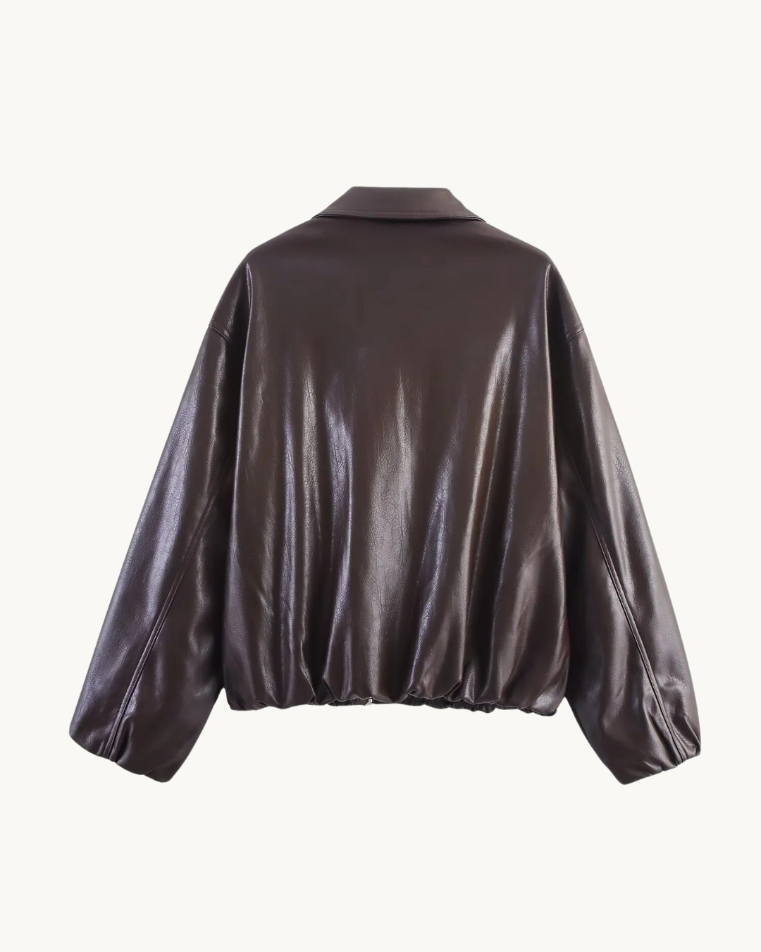 ELEGANTE LEREN JAS - BRUIN