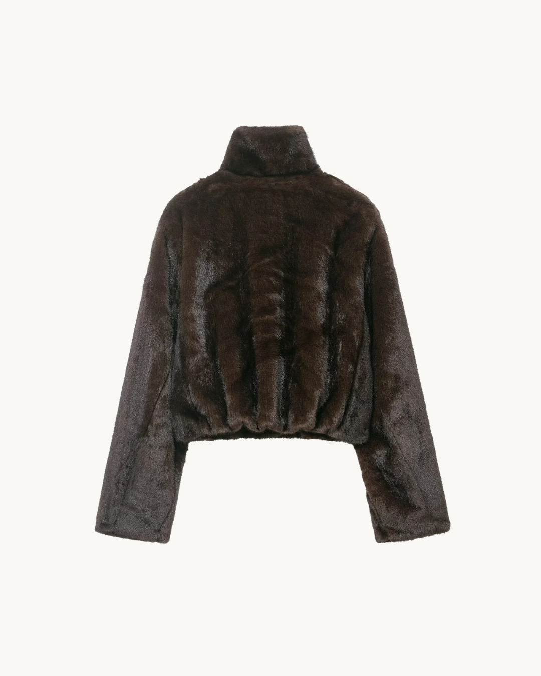 KORTE FAUX FUR JAS MET COL - BRUIN