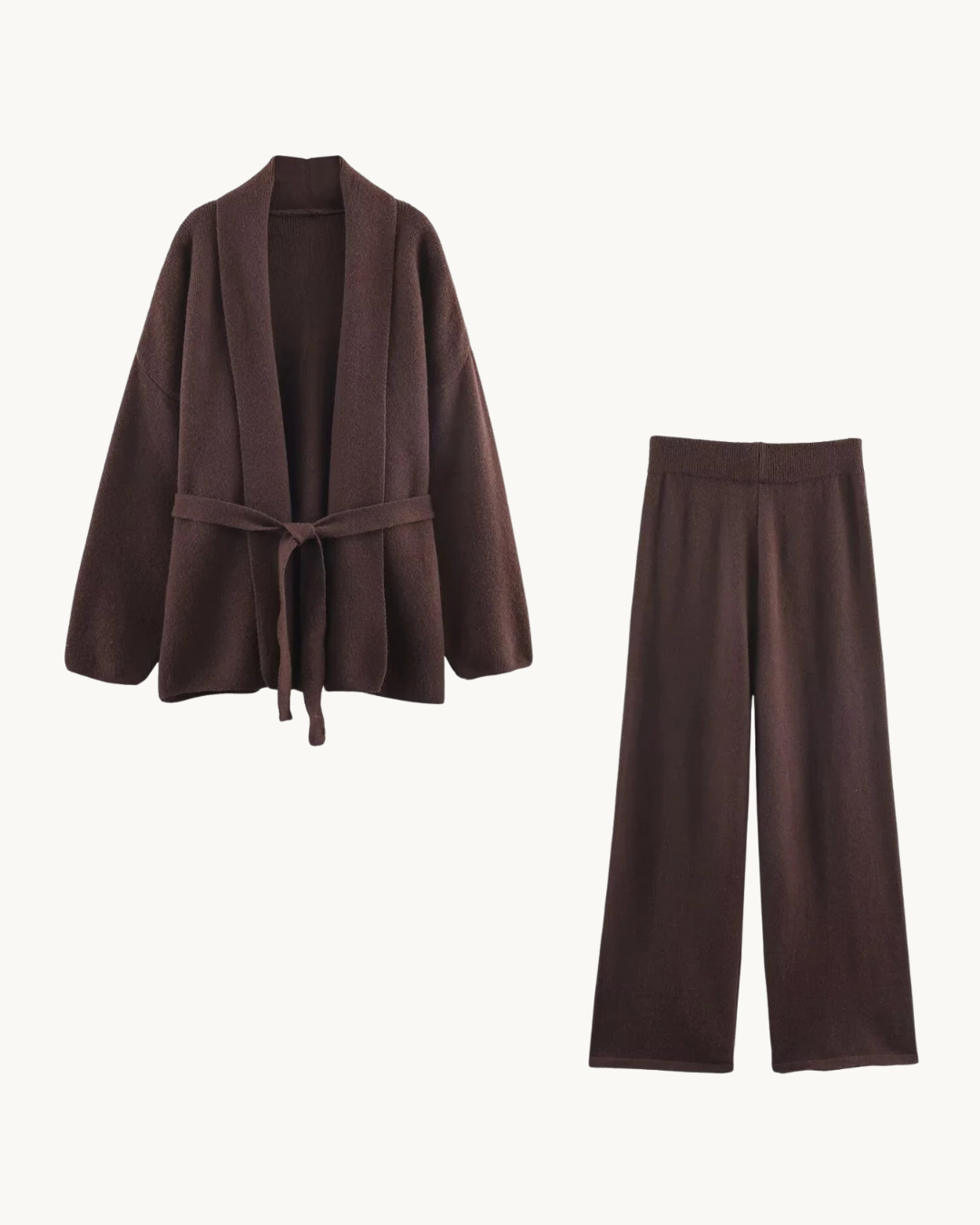 COMFY GEBREIDE VEST SET MET RIEM