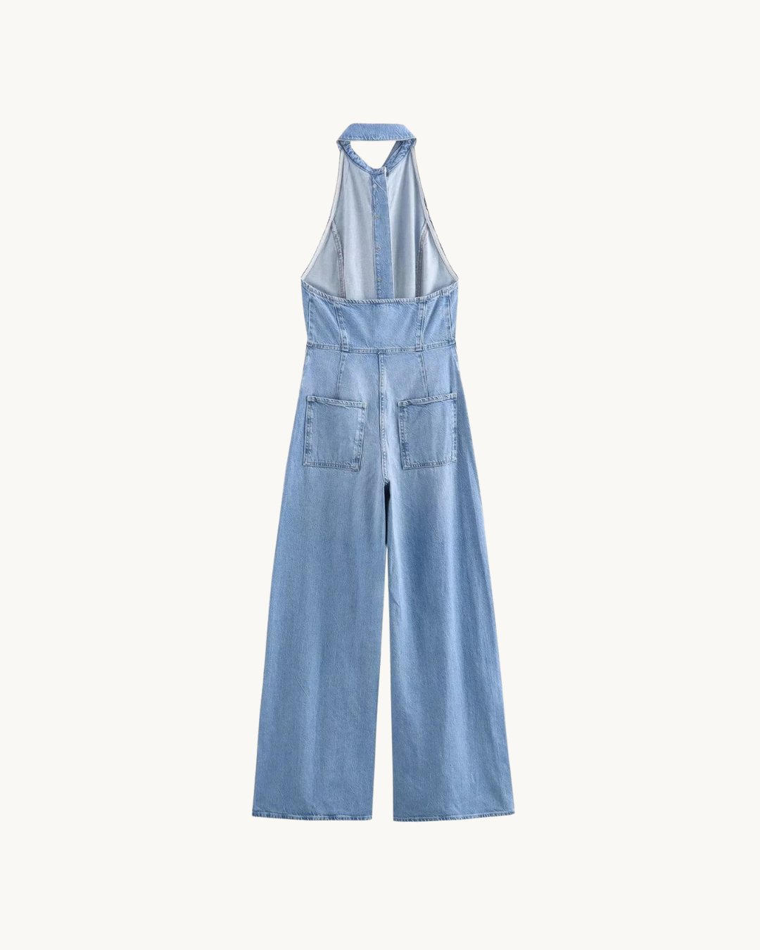 CASUAL DENIM JUMPSUIT - LICHTBLAUW