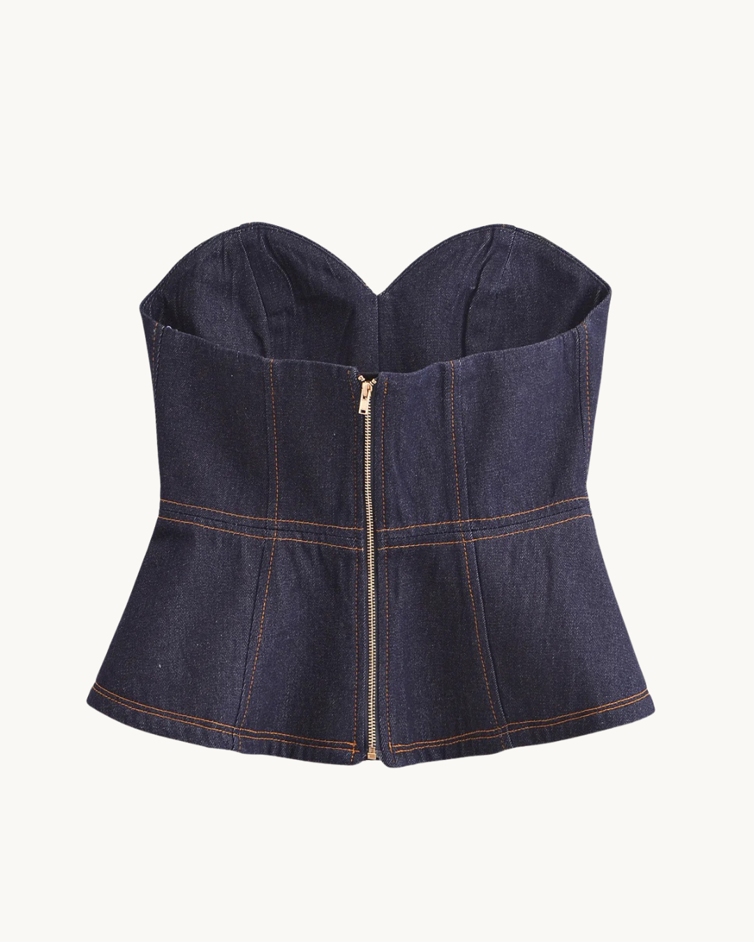 VINTAGE DENIM BUSTIER - DONKERBLAUW