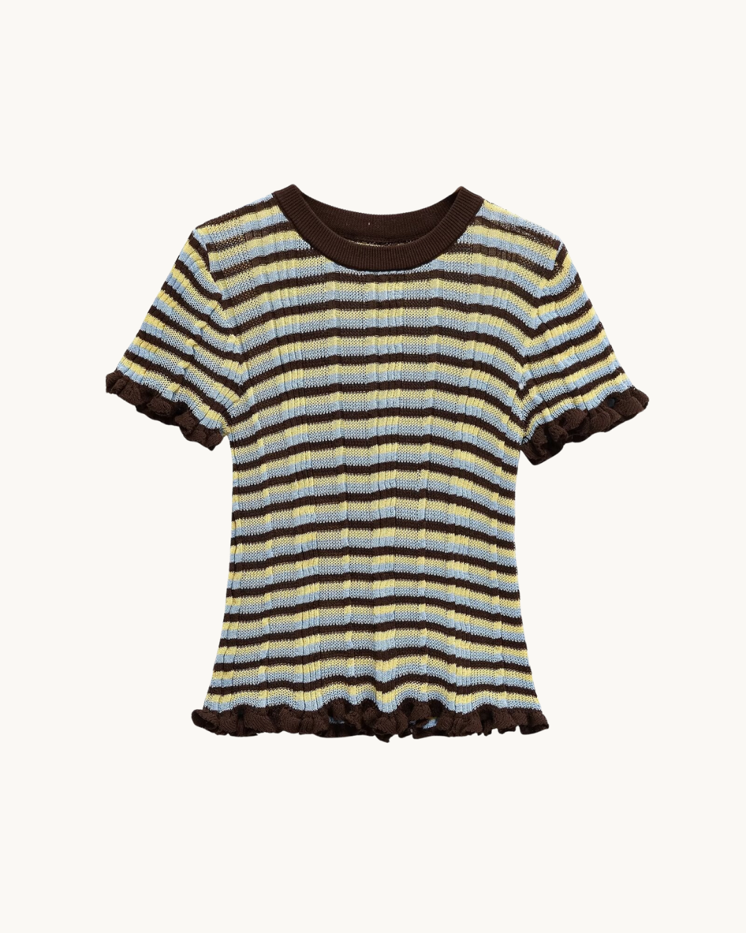 VINTAGE GEBREIDE T-SHIRT MET RUFFLES