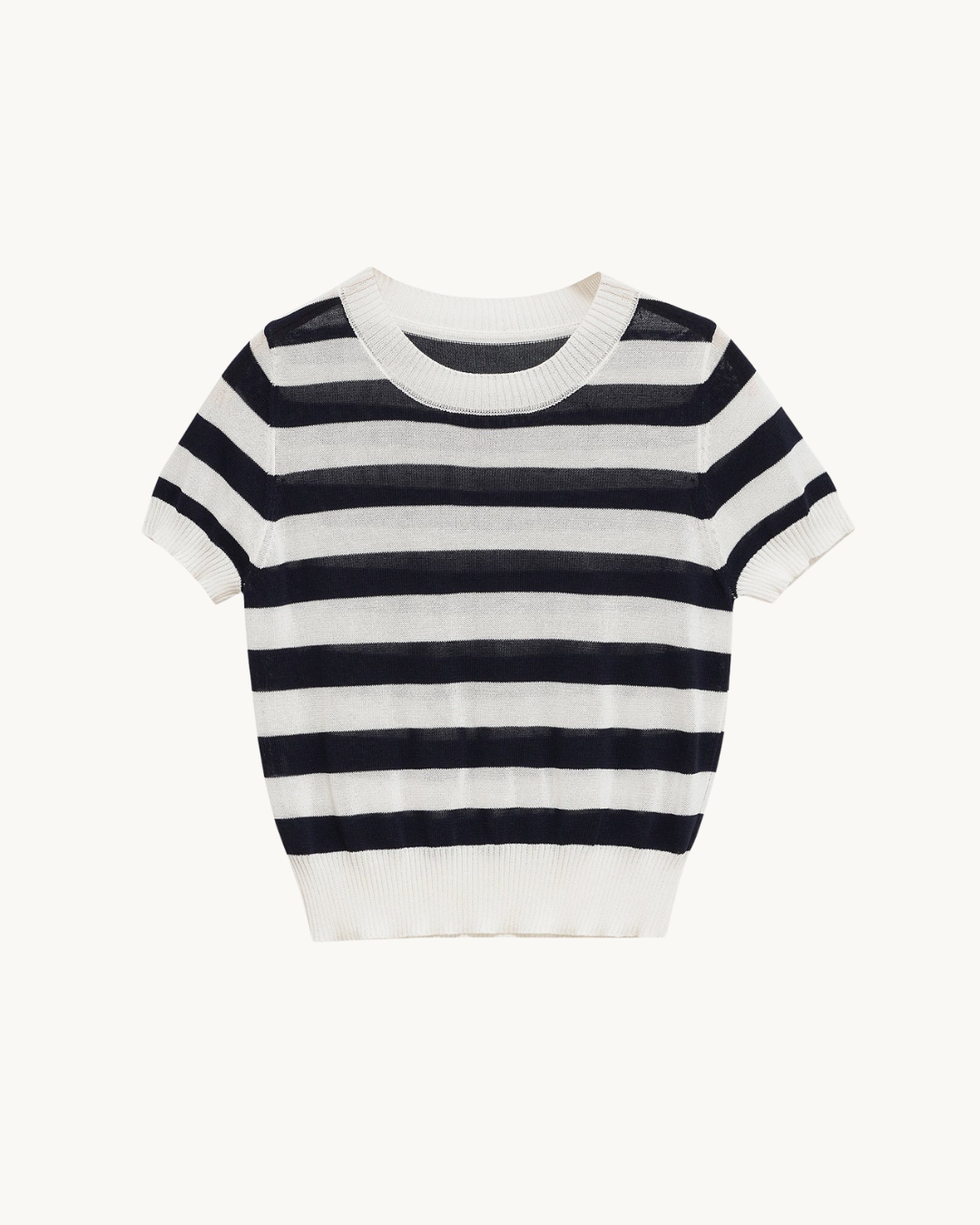 CASUAL GEBREIDE GESTREEPTE T-SHIRT