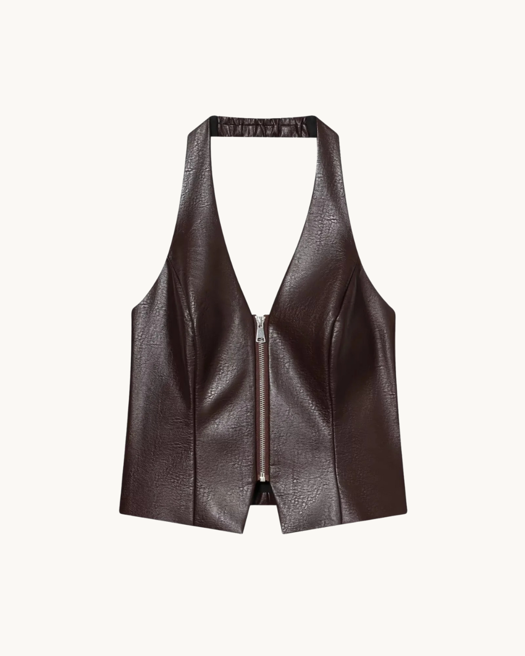 LUXE LEREN HALTERNECK TOP