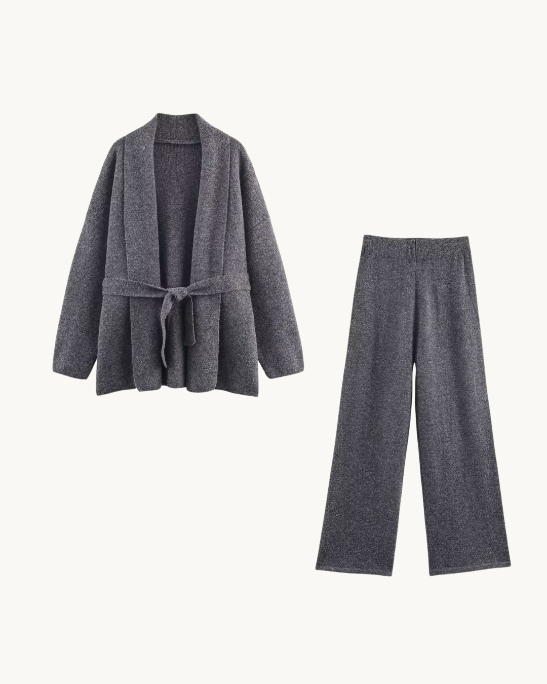 COMFY GEBREIDE VEST SET MET RIEM