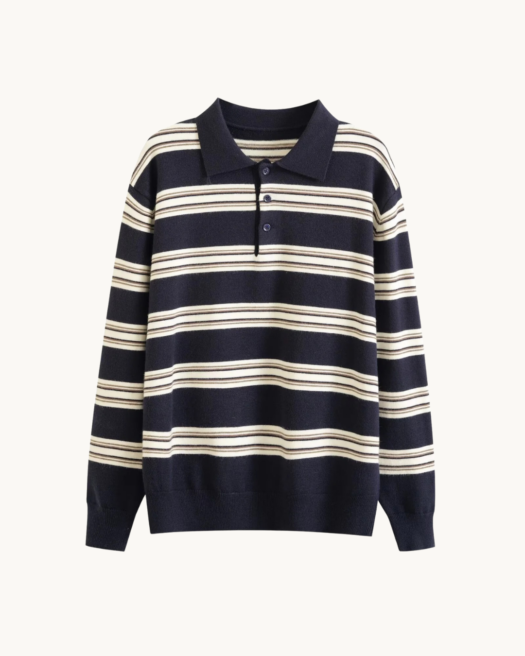 RETRO GESTREEPTE POLO SWEATER
