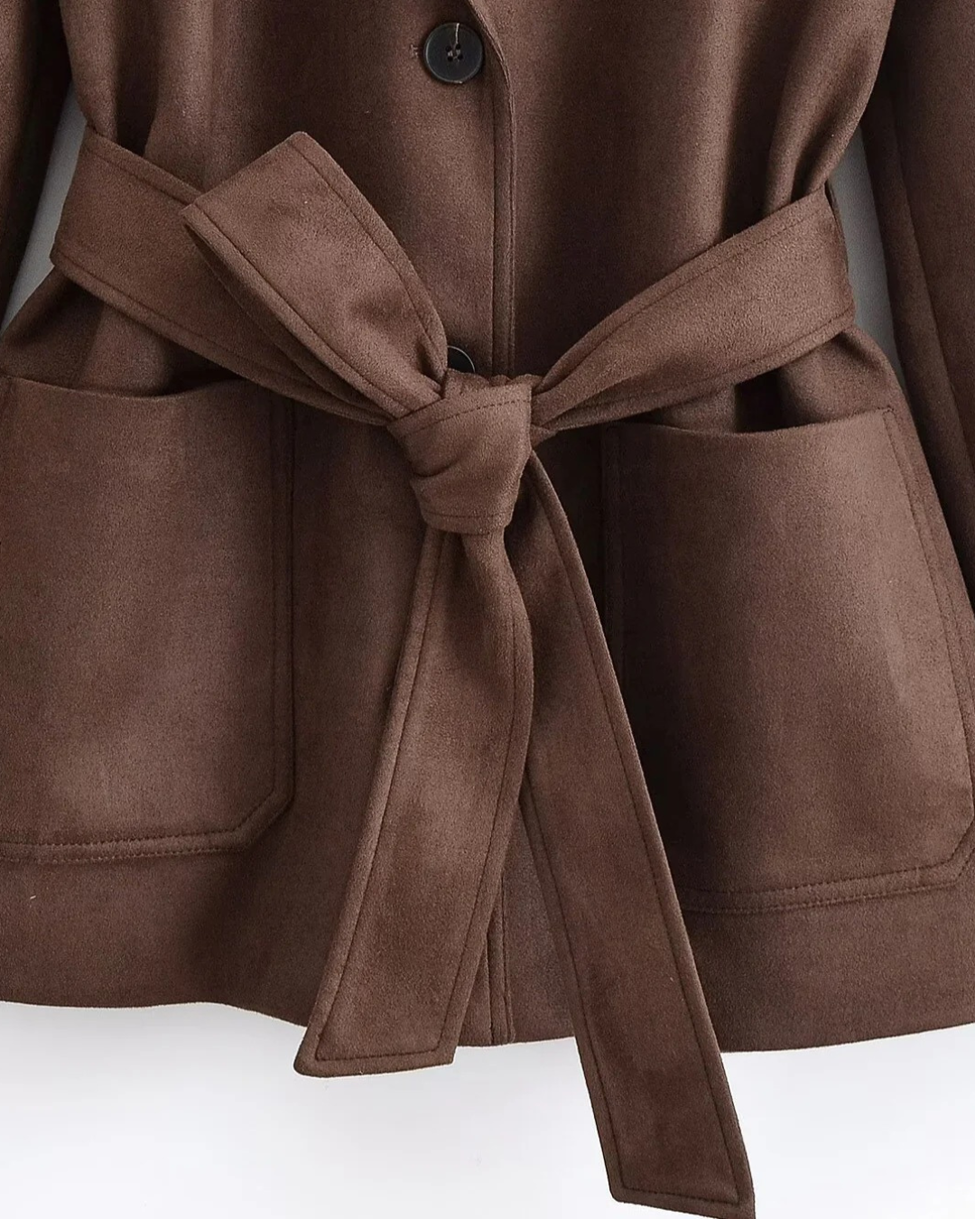 ELEGANTE SUEDE TRENCHCOAT - BRUIN