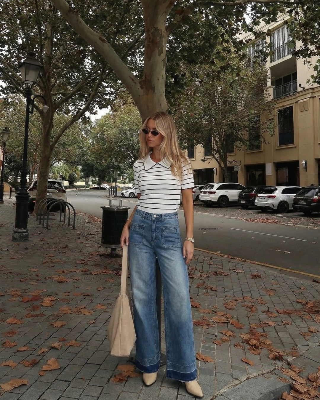 CASUAL JEANS MET VOORZAKKEN - BLAUW