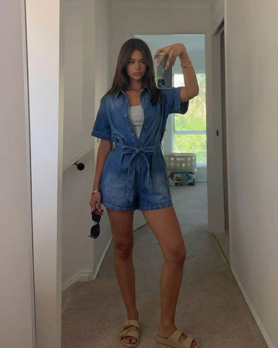 CASUAL JUMPSUIT MET RIEM - BLAUW