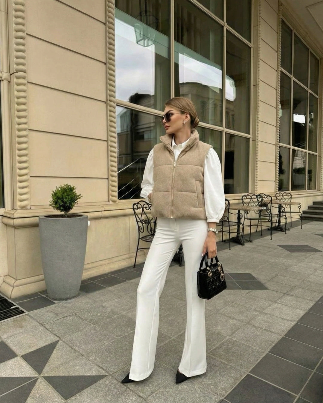 COMFY GEBREIDE BODYWARMER - KAKI