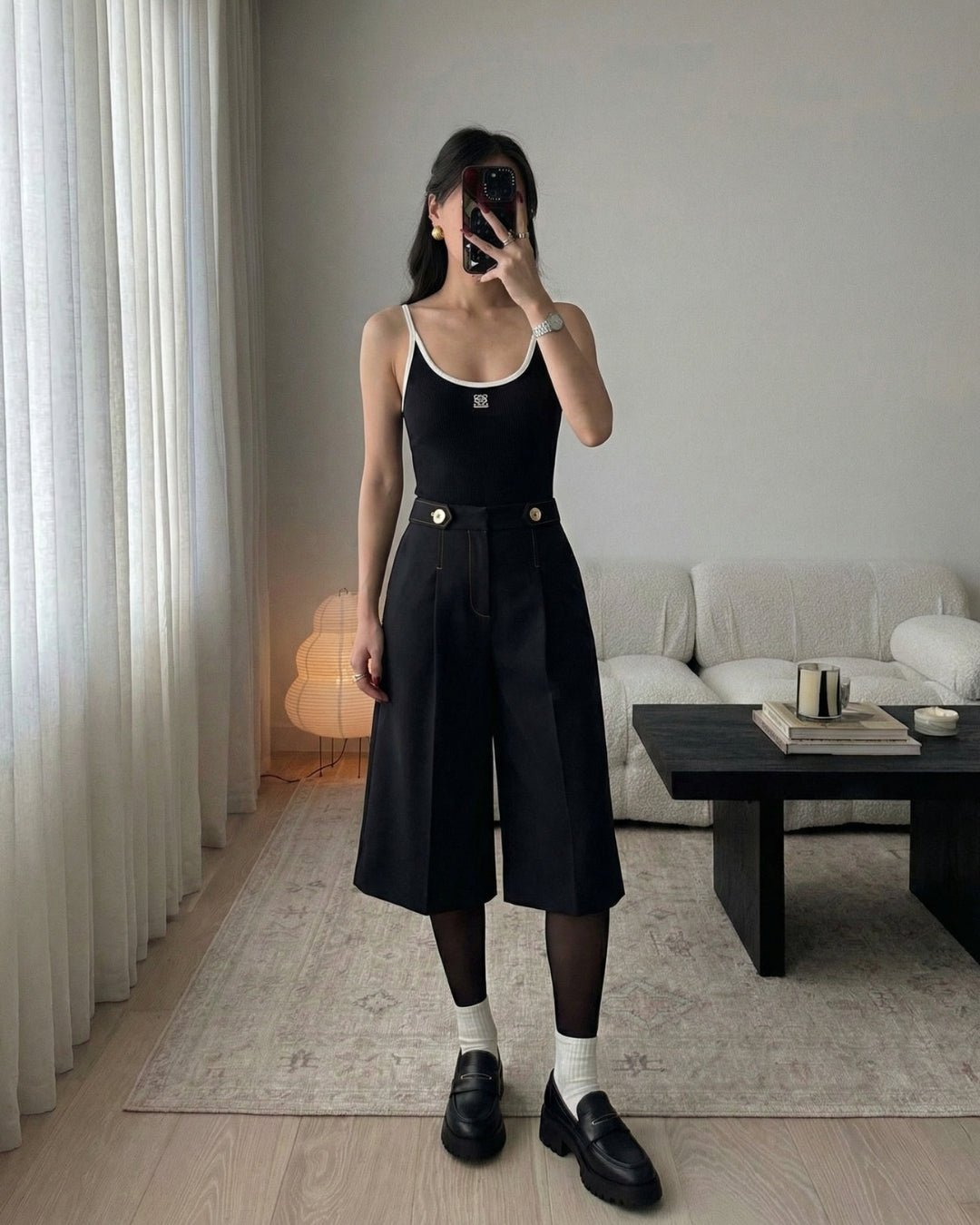 ELEGANTE CULOTTE MET KNOPEN - ZWART