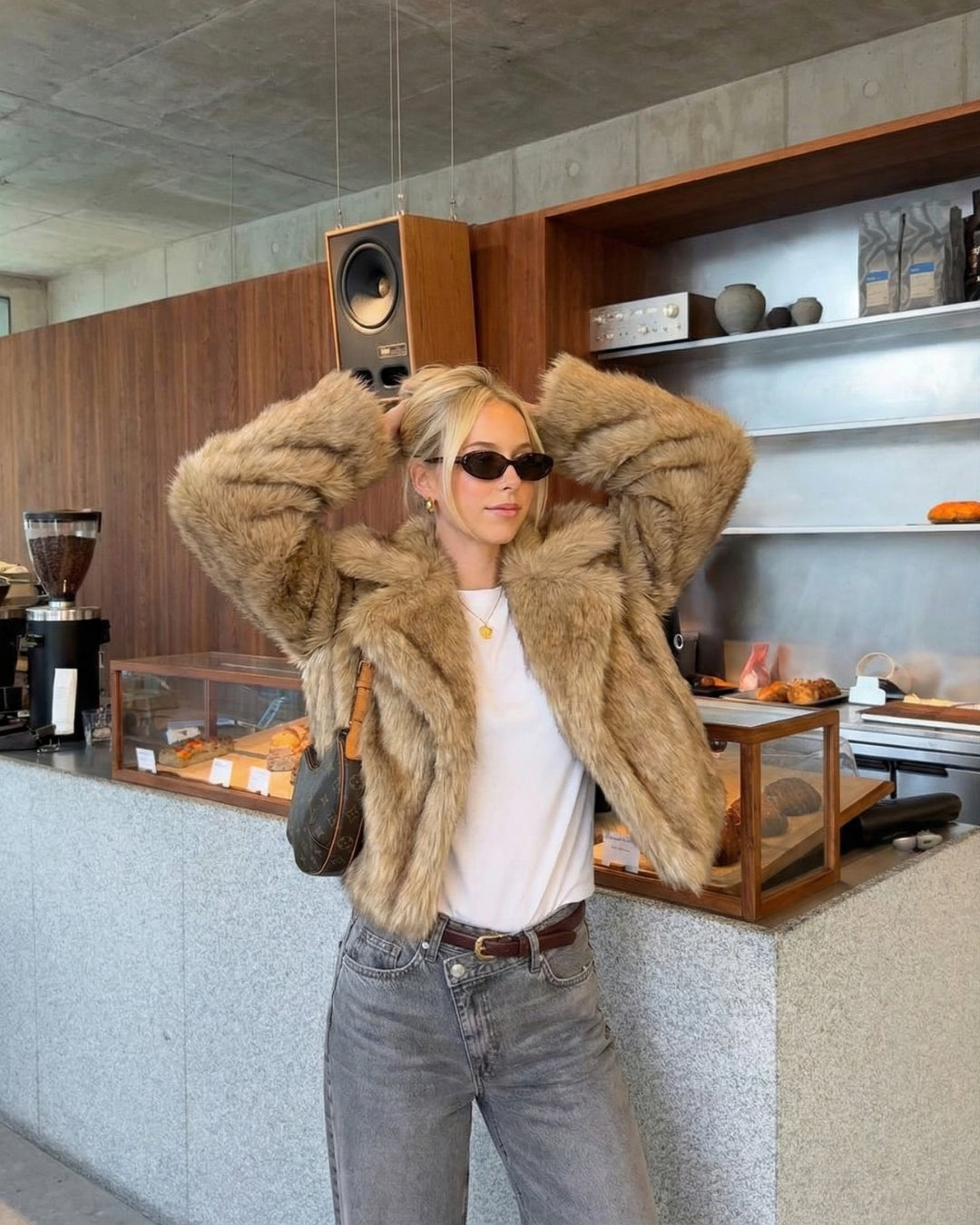 ELEGANTE KORTE BONT JAS - CAMEL