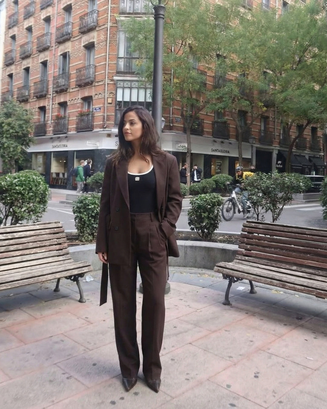 ELEGANTE SET MET RIEM - BRUIN