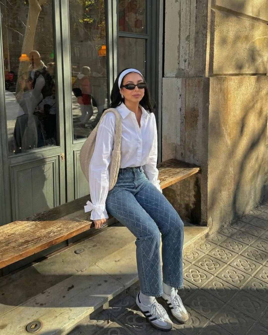 LUXE JEANS MET STRASS - BLAUW