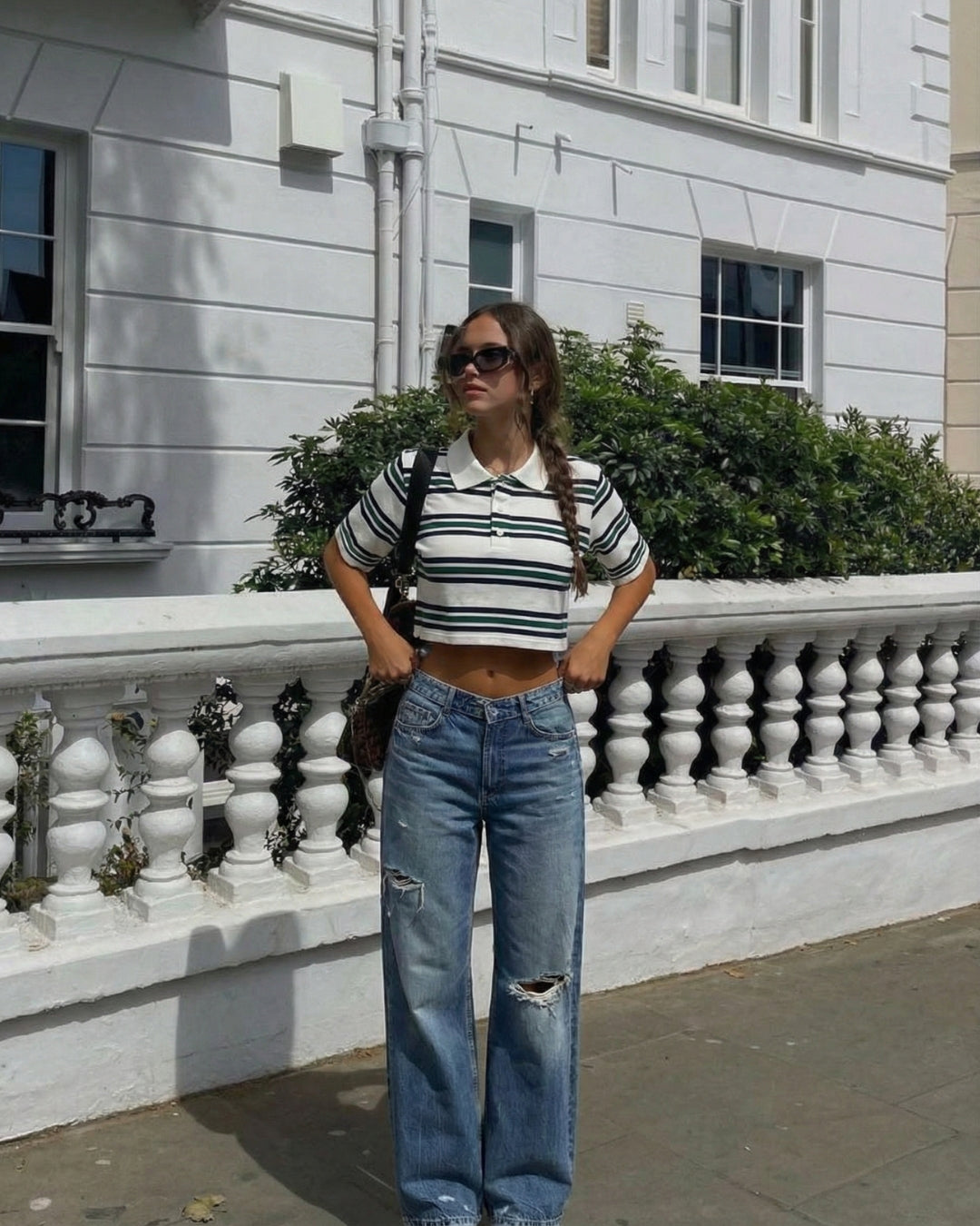 RETRO GESTREEPTE CROP POLO SHIRT