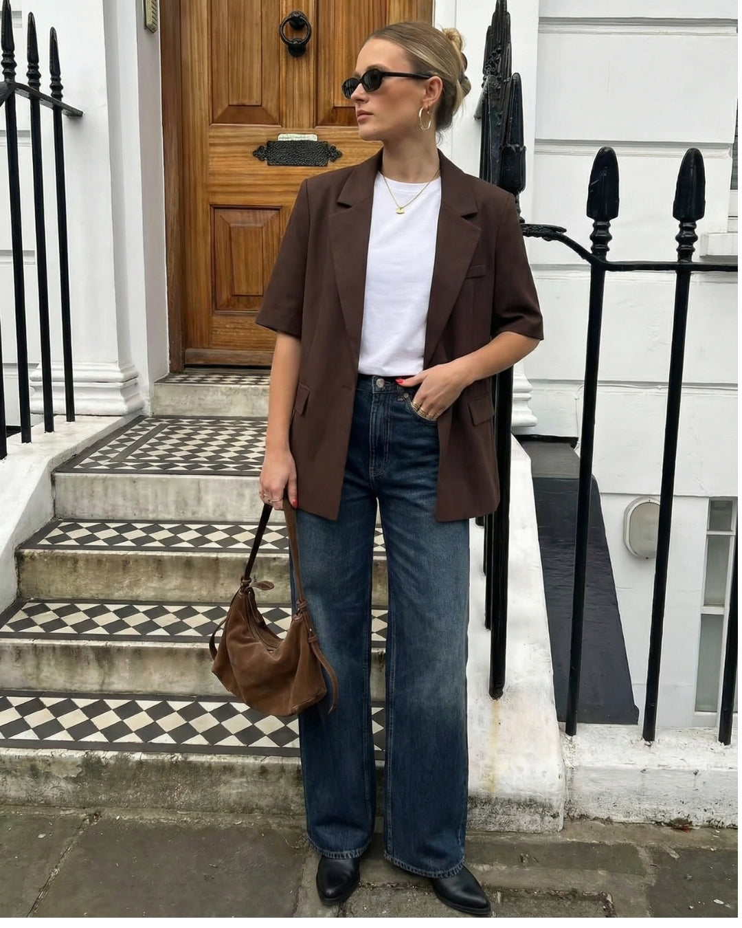 STIJLVOLLE SHORT SLEEVE BLAZER - BRUIN