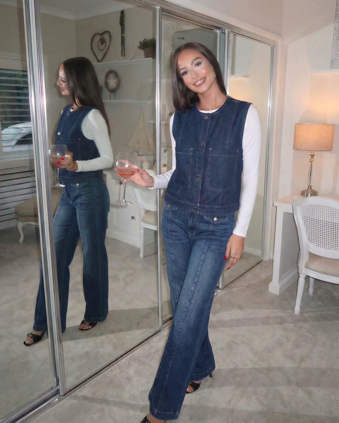 VINTAGE DENIM GILET MET ZAKKEN